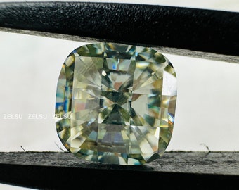 Cushion Cut Lab Grown Green Diamond for Custom Jewelry, Cyan Green Lab Grown Diamond, Certified Diamond for Engagement Ring, Gift for Her