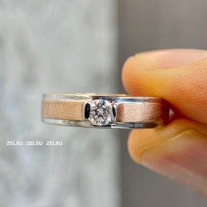 0.40CT Round Lab Grown Diamond Men&#39;s Engagement Ring 14K Gold Anniversary Proposal Ring Wedding band For Him Boyfriend Birthday Gift for Men
