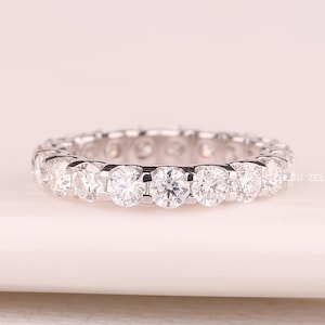 Lab Diamond Wedding Band, 3.50 MM Round Brilliant Cut Lab Grown Diamond Band, U Prong Full Eternity Band,Gift for Her,Diamond Ring for Women
