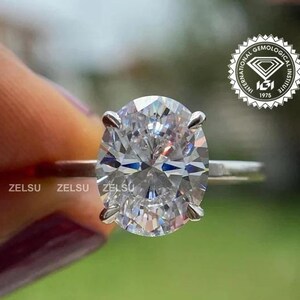 2 Carat IGI Certified F Color VS1 Clarity Oval Cut Lab Created Diamond Solitaire Engagement Ring 14K Gold Ring For Her, Solitaire Ring