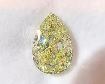 Pear Cut 1.02 CT Lab Grown Fancy Intense Yellow Diamond