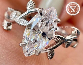2 Carat Marquise Lab Grown Diamond Ring: Low Profile Engagement Ring