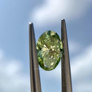 1.30 CT, Lab Grown Diamond | Green Diamond | Oval Cut Diamond | Fancy Color Diamond | Lab Created Diamond For Wedding Ring, Engagement Ring