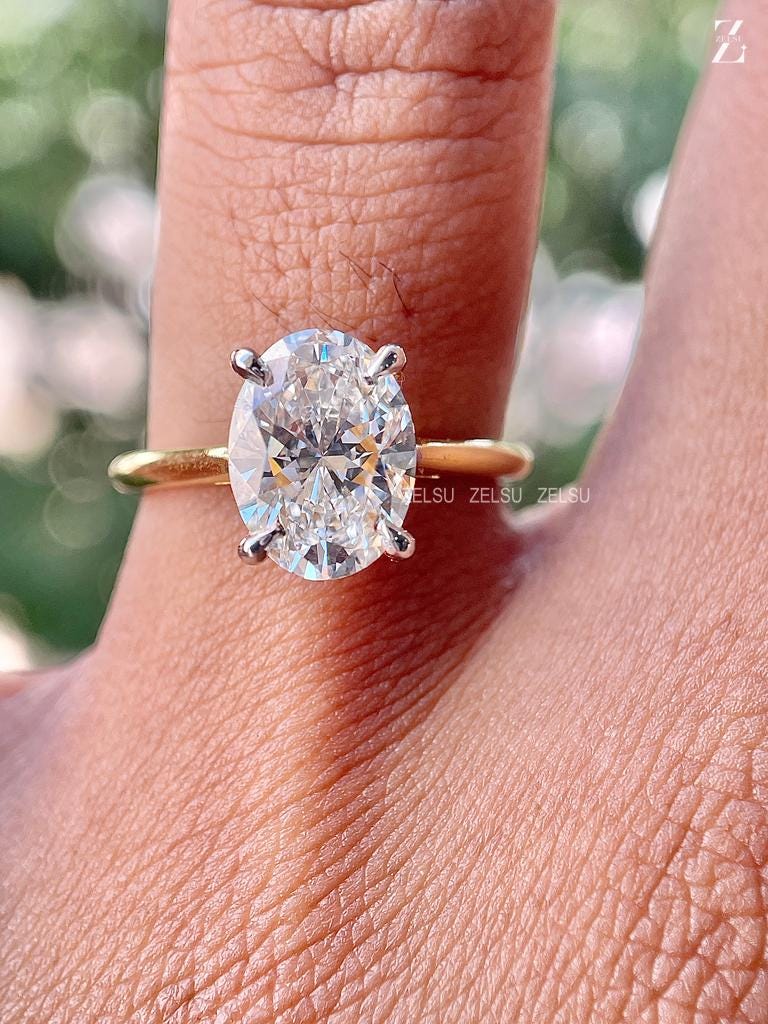 Oval Lab Grown Diamond Engagement Ring, 2.00 Carat IGI Certified Oval ...