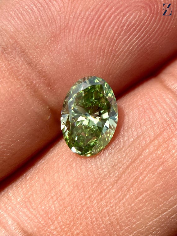 1.30 CT, Lab Grown Diamond | Green Diamond | Oval Cut Diamond | Fancy Color Diamond | Lab Created Diamond For Wedding Ring, Engagement Ring