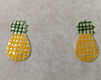 Ananas, Handmade silver studded earrings in the shape of a pineapple!