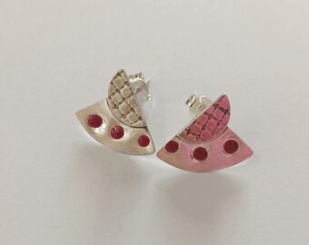 Aphrodite, Handmade silver 925 stud earrings with oxidation and enamel!