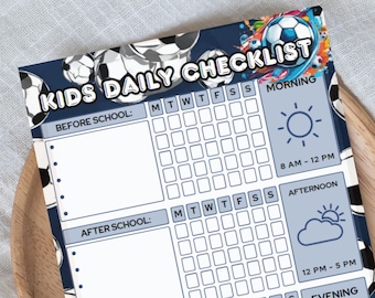 Kid Daily School Checklist Schedule Printable adhd checklist for kids board  Kid Daily Task Chore List Daily Routine Responsibility football