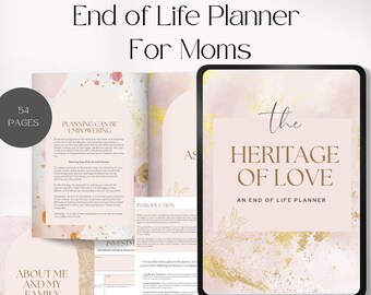 End of Life Planner druckbare Notfall-Lebensmappe letzte Wünsche Nachlassplanung Was wäre, wenn Bestattungsplaner letzte Wünsche vorbereitet