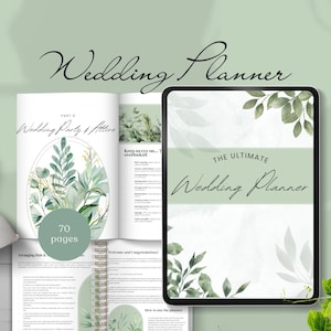 Hochzeitsplaner für Kunden salbei grüner Hochzeitsplaner Checkliste Hochzeitsplaner individueller Hochzeitsplaner Canva Vorlage Hochzeitsplaner