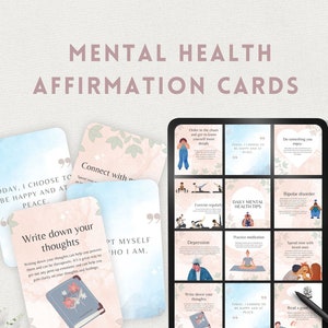 carte d'affirmation de santé mentale carte de positivité imprimable de santé mentale carte de soins personnels affirmations quotidiennes amour de soi carte de pleine conscience positive