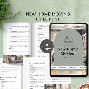 moving into a new home checklist packing list relocation printable first apartment essential cleaning declutter planner instant download
