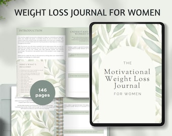 weight loss journal template pdf for women fitness planner workout tracker meal planning journal prompt food log Wellness diary self care
