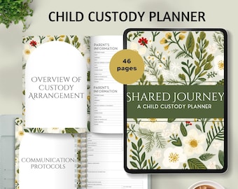 planejador de custódia infantil rastreador de apoio à criança para impressão diário de planejamento de divórcio planejador de coparentalidade organizador de pai solteiro download instantâneo