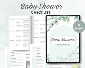 baby shower checklist baby shower planner checklist Baby Shower Planning Games editable canva guest list advice instant download printable