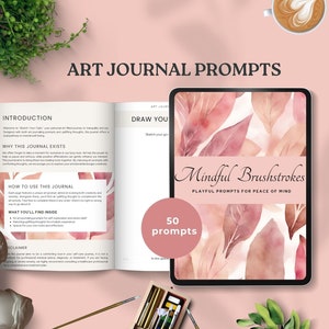 art journal prompts journal printables words mental health diary stress relief drawing positive affirmation wellness log instant download