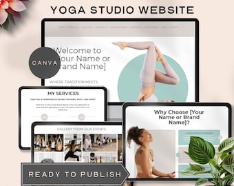 yoga studio website yoga teacher Canva Website Template For Yoga coach sales page pilates instructor small business marketing DIY editable