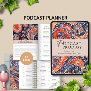 podcast planner printable podcast planner log book PDF podcast content plan small business tracker episode management script checklist