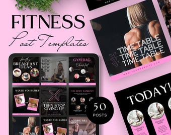 fitness trainer instagram template canva fitness coach social media marketing personal trainer health nutrition instructor Gym IG neon