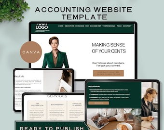 Buchhalter Website Vorlage Buchhaltung Buchhalter Verkaufsseite Steuervorbereiter Landing Page CanvaFinance Template Marketingfinance bearbeitbar DIY