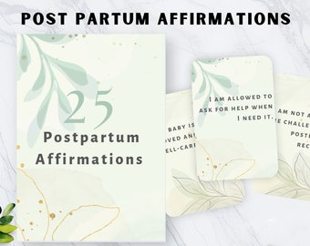 post partum gifts for mom post partum care postpartum affirmation post partum affirmation card posts daily affirmations postpartum recovery