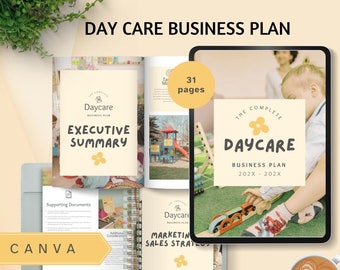 business plan template for daycare childcare business proposal editable nursery startup plan preschool form small business instant download