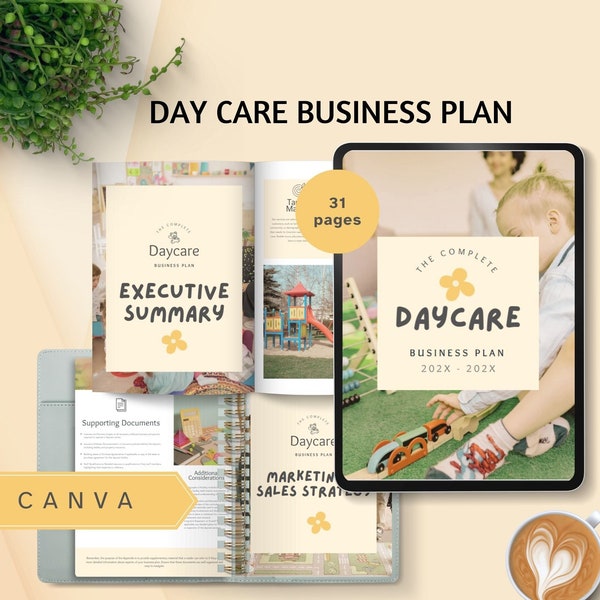 business plan template for daycare childcare business proposal editable nursery startup plan preschool form small business instant download