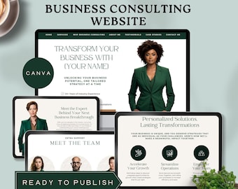 business consulting website templates canva coach consultant freelancer small business owner sales landing page editable instant download