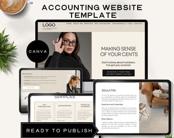 accounting website template accountant Bookkeeper sales page tax preparer landing page canva small business template marketing finance DIY
