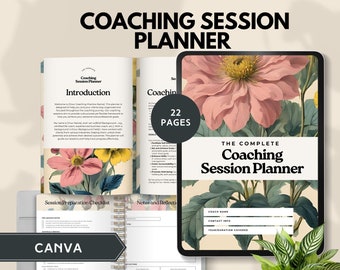 coaching session planner template canva client session note toolkit coach form coaching organization tracker client goal progress editable