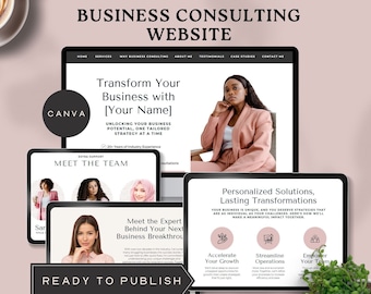 business consulting website templates canva coach consultant marketing freelance business owner sales landing page editable instant download