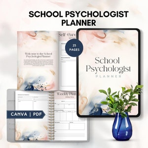 Schulpsychologe digitaler Planer Schul Counselor Journal Therapie Sozialarbeiter Tracker Schule psych Sonderpädagogik Veranstalter canva