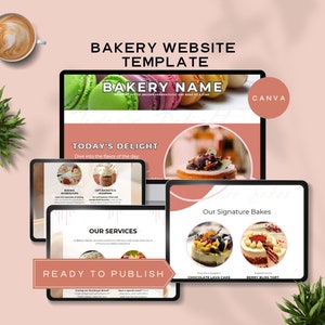 website template for bakery home baking small business website design one page canva website cake catering cottage baker instant download