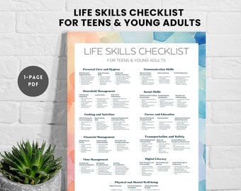 life skills checklist Life Prep List Practical Kids Life Skills Checklist teens Graduation Gift Life Skills development For Kids printable