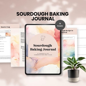 sourdough baking journal Bread Baking Gift For Sourdough Baker planner beginner guide homemaking gift recipe book printable canva template