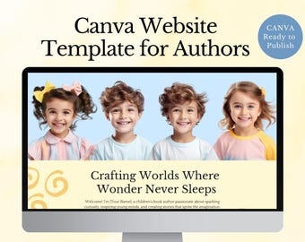 auteur de modèle de site Web canevas page de destination de livre pour enfants écrivain personnalisable page de vente de marque de commerce auteur auto-édité marketing numérique bricolage