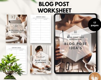 blog post worksheet Blogging Planner post idea blog content planner Engaging blogger checklist plan seo workbook printable social media PDF