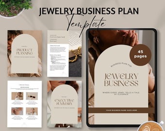 jewelry business plan template canva jewellery small business planner analysis starter kit marketing proposal Start Up Workbook editable