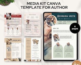 Modèle de kit média canva pour auteur Fiche de kit média romancier Fiche de profil d'auteur de livre de livre de presse Canva d'auteur Fiche de profil d'écrivain marketing
