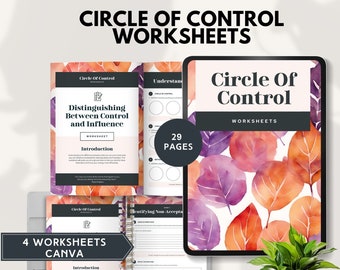 circle of control worksheet anxiety relief workbook things I can control therapy resource setting boundaries tool grounding canva template