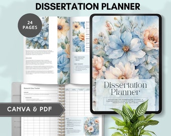 Canva-Vorlage für Dissertationsplaner, Universitätsplaner, Leitfaden für Master-Doktorarbeiten, Literaturübersicht, akademischer Organisator, Betreuertreffen