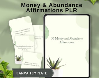 Money manifestation plr money abundance affirmation cards money mindset law of attraction quotes manifest wealth daily visualization canva