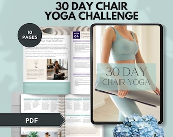 30 day chair yoga challenge seniors challenge printable chair workout desk yoga gentle exercise quick Office Exercise Challenge women PDF