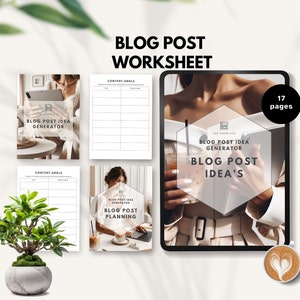 blog post worksheet Blogging Planner post idea blog content planner Engaging blogger checklist plan seo workbook printable social media PDF