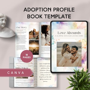plantilla de libro de perfil de adopción canva DIY guía de adopción infantil posibles adoptantes historia familiar agencia de adopción abierta padre biológico editable