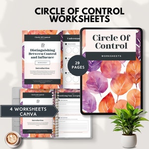circle of control worksheet anxiety relief workbook things I can control therapy resource setting boundaries tool grounding canva template