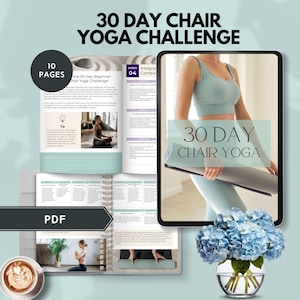 30 day chair yoga challenge seniors challenge printable chair workout desk yoga gentle exercise quick Office Exercise Challenge women PDF