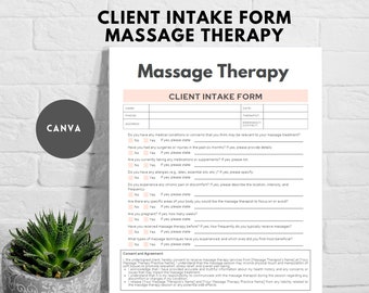 client intake form massage therapy intake form Esthetician massage therapist Template Informed Consent Form canva Editable Instant Download