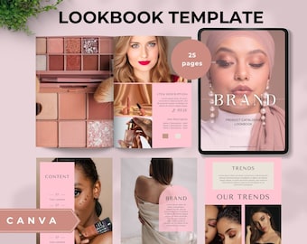 lookbook template canva Product Catalog makeup skincare holiday gift guide ltk wholesale price list line sheet beauty blogger influencer