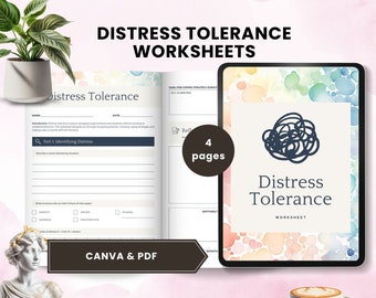 distress tolerance worksheet DBT emotional regulation therapy workbook coping skills tools window of tolerance mental health  canva PDF
